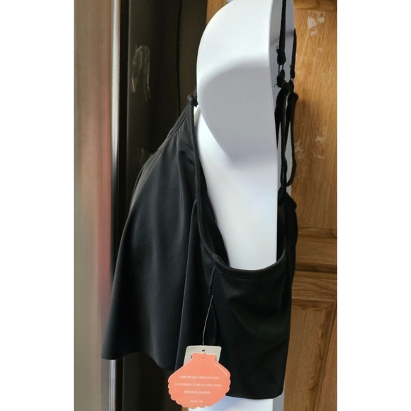 TORRIDS Flirt Collection Plus Size Wireless Black Straight Flounce Bikini Top 4X - Picture 7 of 16